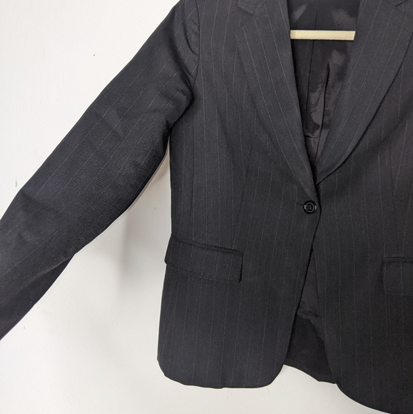 Elie Tahari Pin Stripe Button Front Blazer Grey - Picture 7 of 11